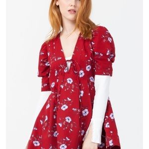 NWOT Free People Adelle Floral Red Tunic